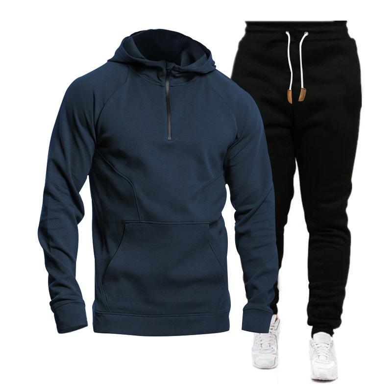 Men's Casual Sports Hooded Sweatshirt and Pants Set 9260834324664