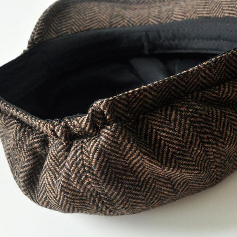 Men's Vintage Herringbone Woolen Beret 9877927559352