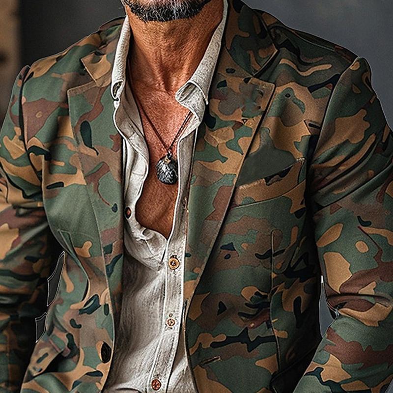 Men's Camouflage Print Button Blazer 9888006144184
