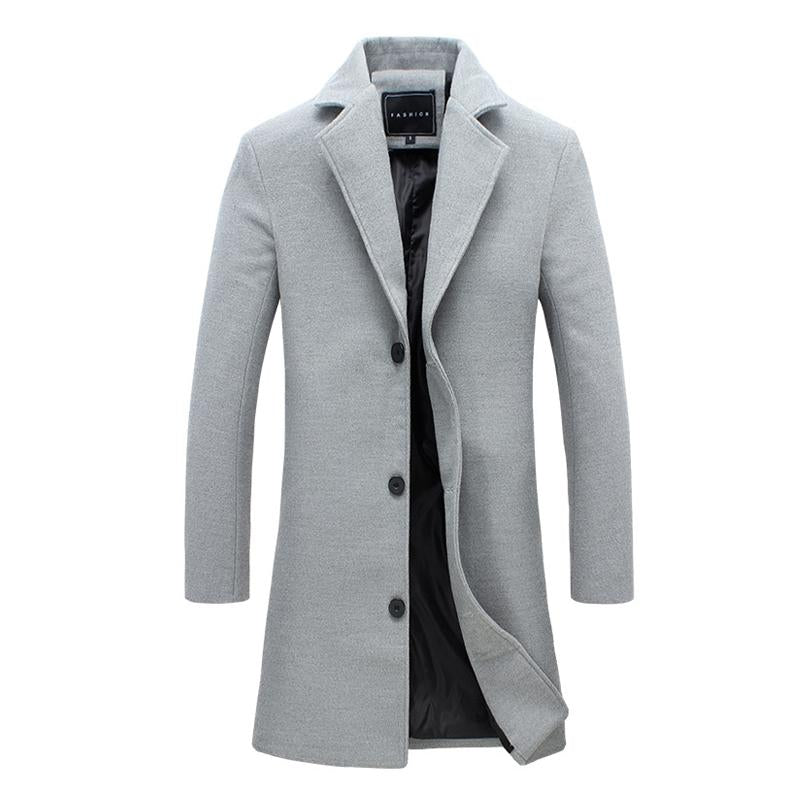 Men's Solid Color Single-breasted Trench Coat 9261101777080