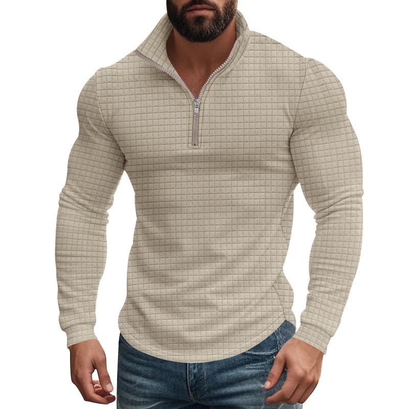 Men's Half-zip Small Square Stand Collar Long Sleeve T-shirt 9261144211640