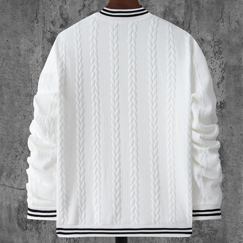 Men's Casual Stand Collar Jacquard Loose Single-breasted Baseball Jacket 9261087981752