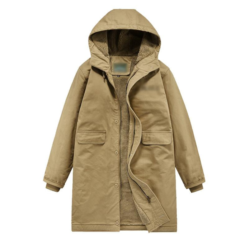 Men's Retro Plush Lined Warm Hooded Cargo Coat 9260834193592
