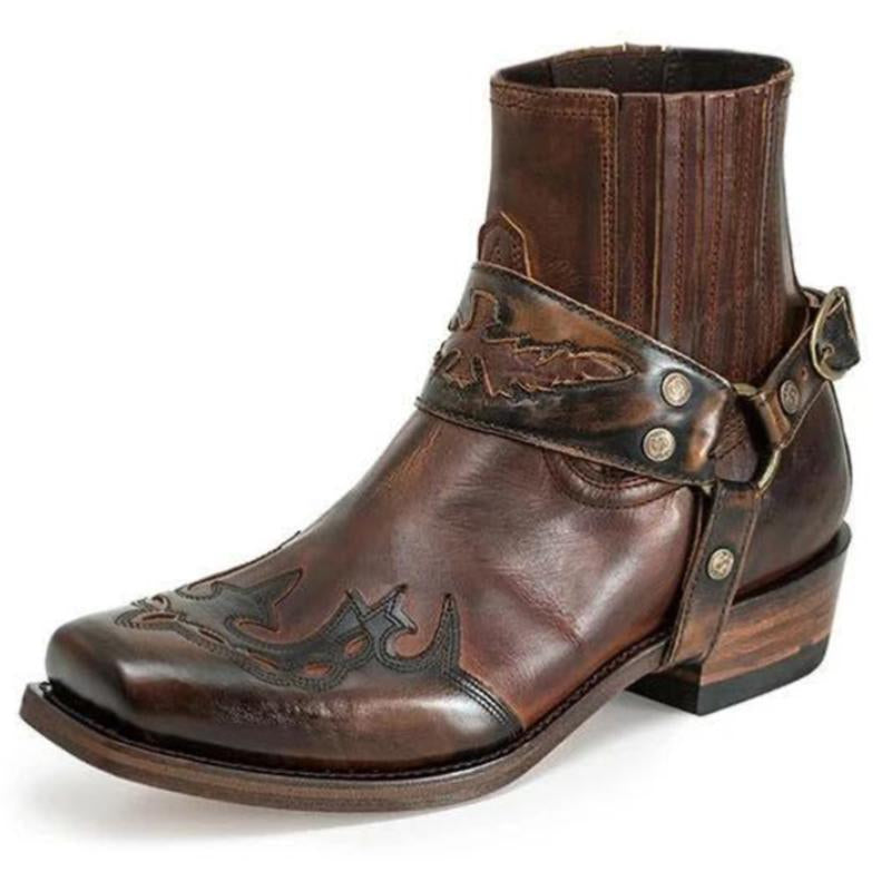 Men's Vintage Burnt Low Heel Rider Boots 9261847609528