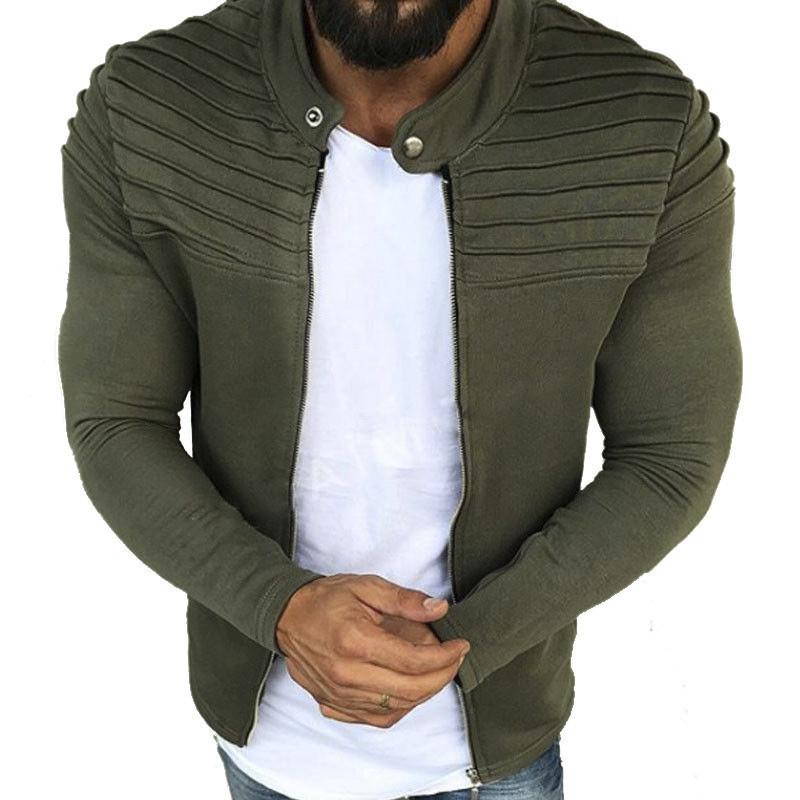 Men's Casual Retro Pleated Zipper Sweatshirt 9261085065400