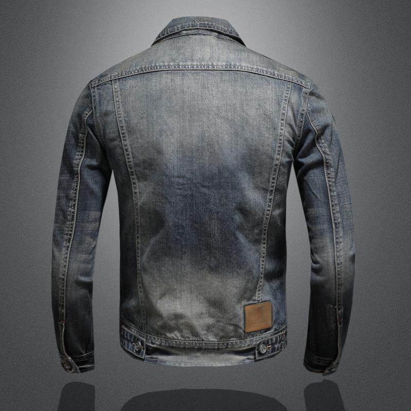 Men's Vintage Washed Slim Fit Zip-Up Denim Motorcycle Jacket 9261088145592