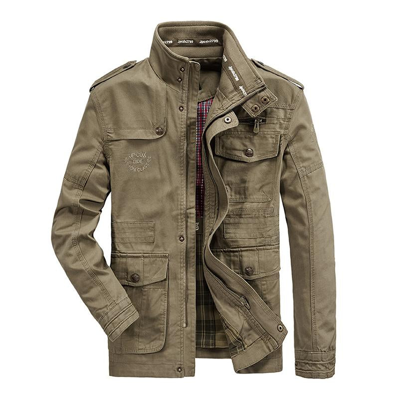 Men's Casual Cotton Stand Collar Zipper Multi-pocket Workwear Outdoor Jacket 9261082443960