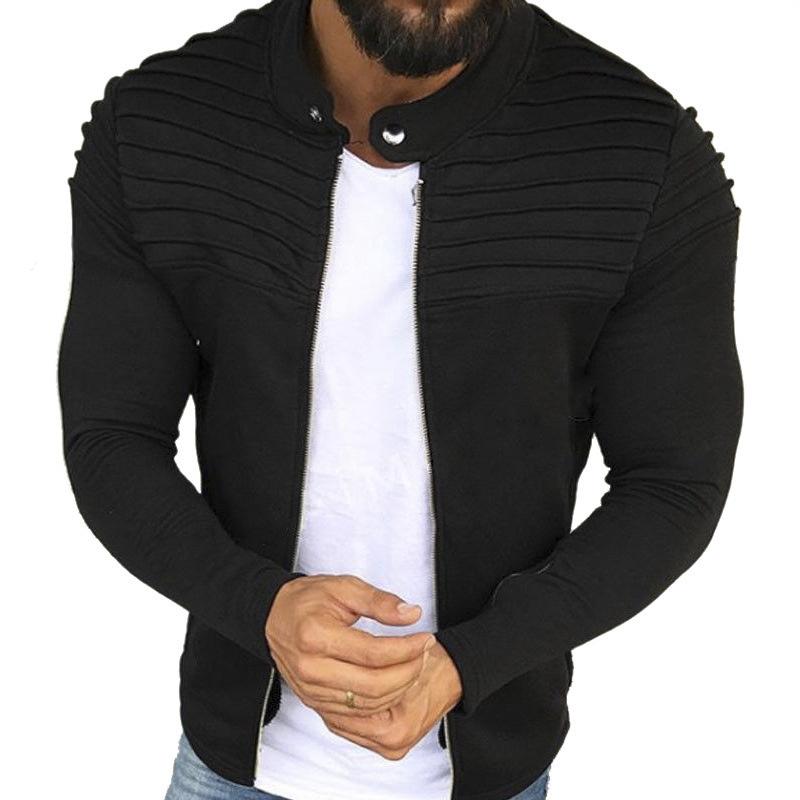 Men's Casual Retro Pleated Zipper Sweatshirt 9261085065400
