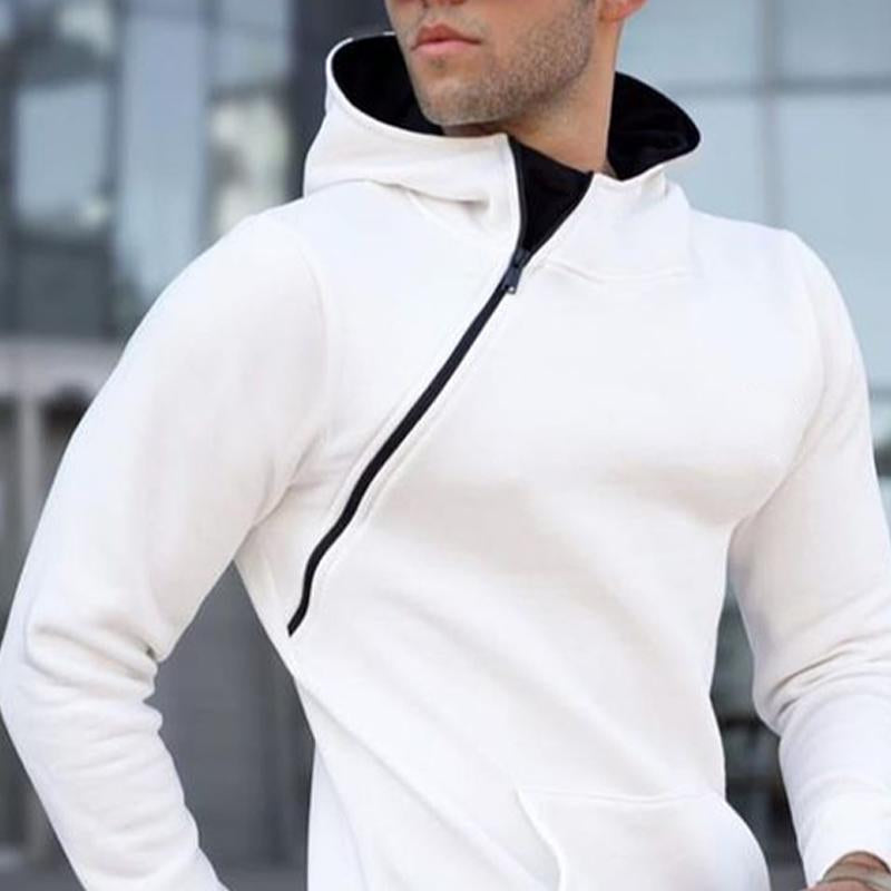 Men's White Side Zip Loose Hoodie 9885840113848
