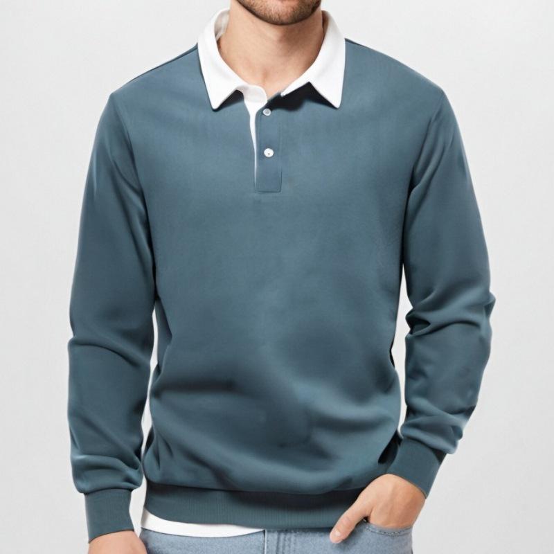 Men's Classic Casual Long Polo Neck Long Sleeve Sweatshirt 9268189561016