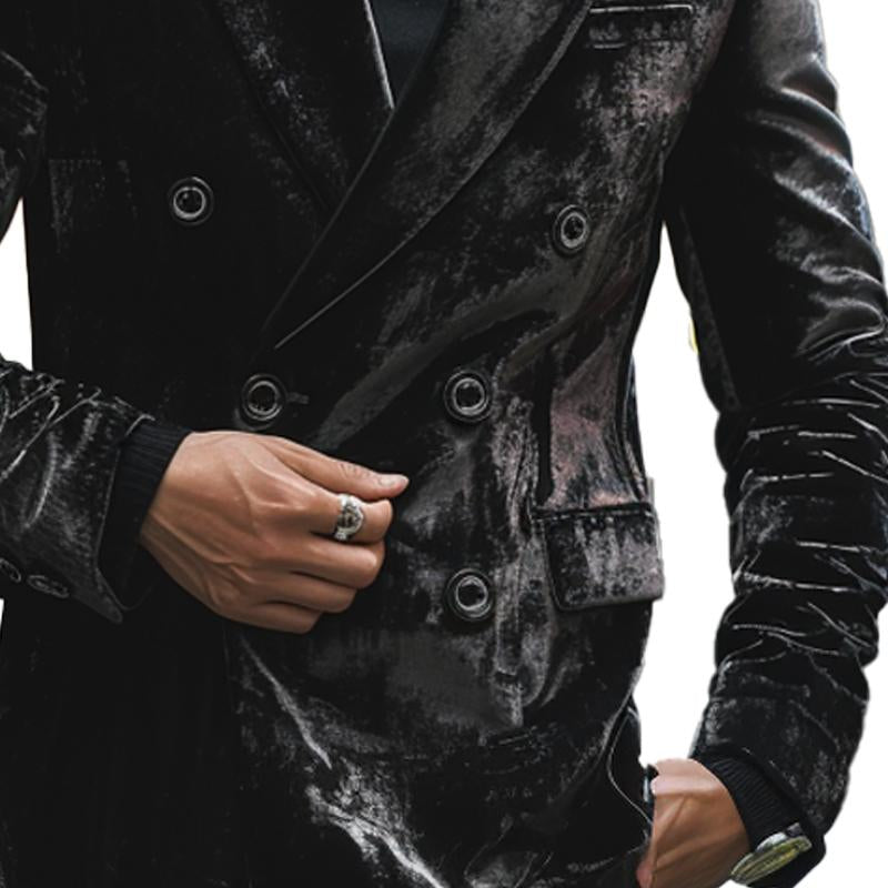 Men's Velvet Vintage Double Breasted Blazer 9877214199992
