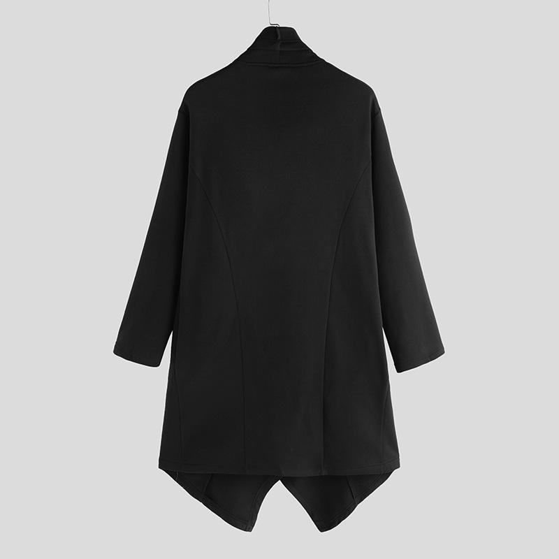 Men's Solid Gothic Style Pleated Long Sleeve Cape Coat 9261102137528