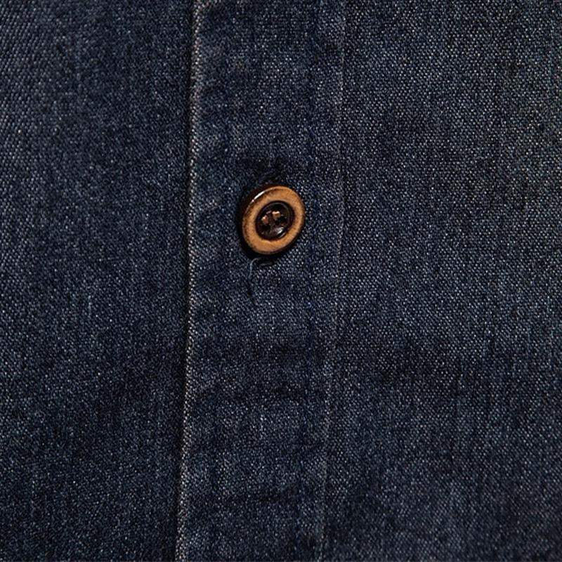 Men's Vintage Washed Distressed Denim Lapel Shirt 9261796753592