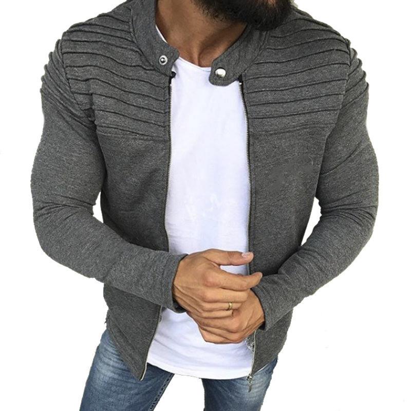Men's Casual Retro Pleated Zipper Sweatshirt 9261085065400