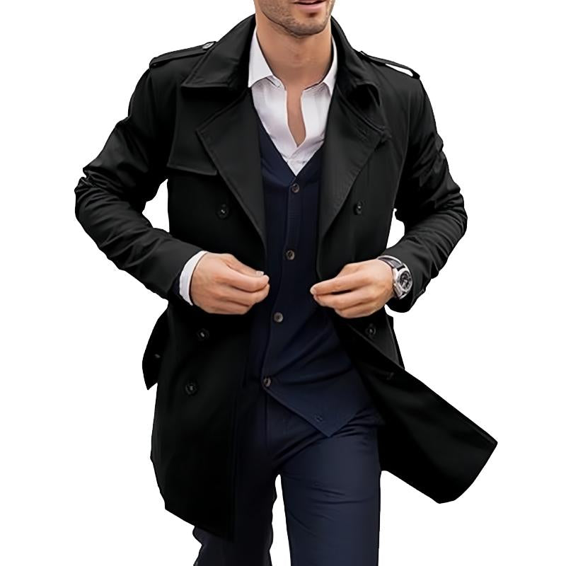 Men's Mid-length Double-breasted Casual Trench Coat 9261104726200