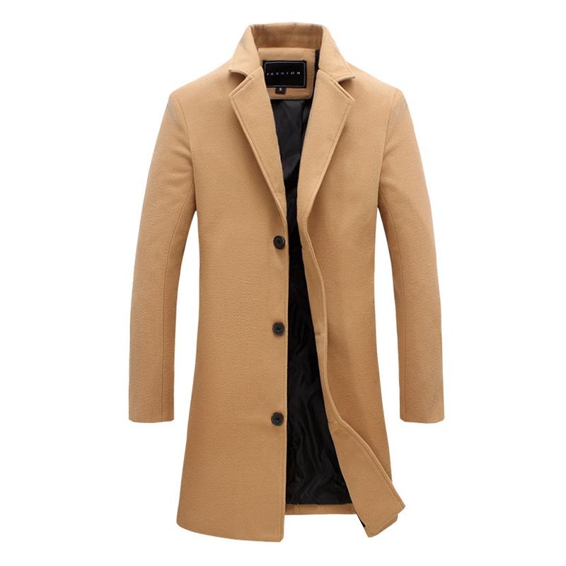 Men's Solid Color Single-breasted Trench Coat 9261101777080