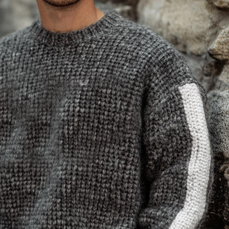 Men's Dark Grey Chunky Knit Sweater 9271923835064
