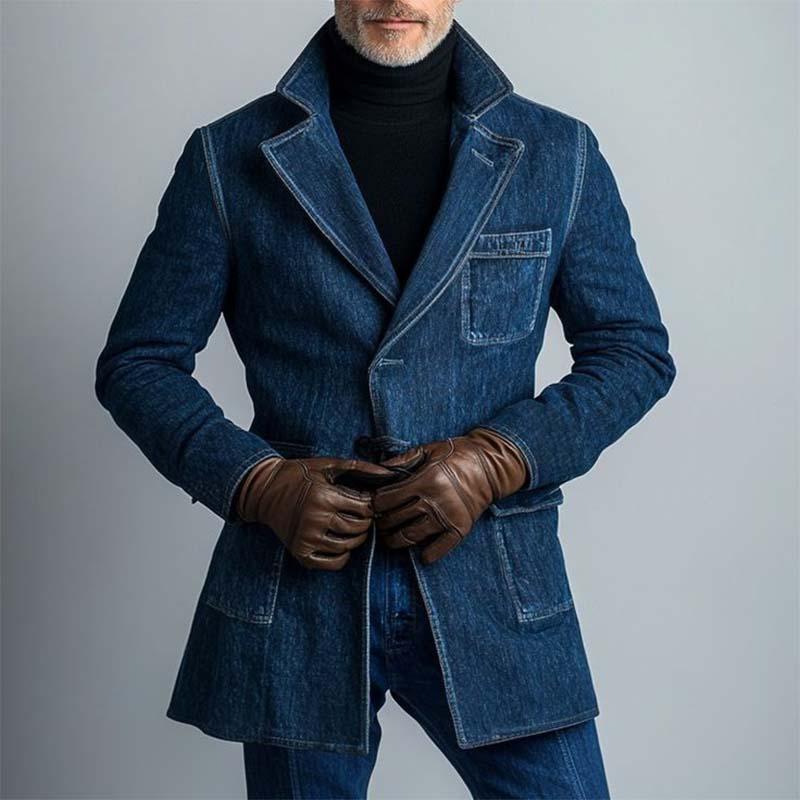 Men's Classic Retro Slim Fit Multi-Pocket Denim Blazer 9274150715576