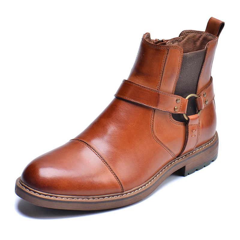 Men's Vintage Cowhide Zipper Workwear Boots 9261847543992