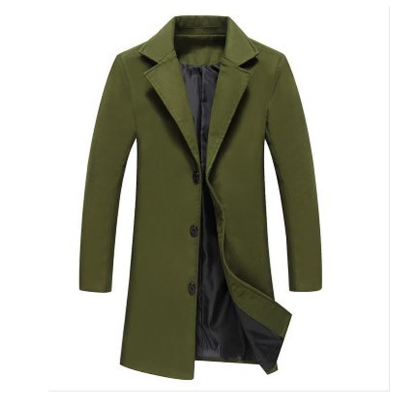 Men's Solid Color Single-breasted Trench Coat 9261101777080