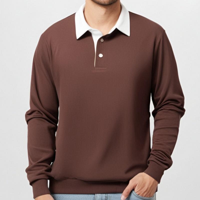 Men's Classic Casual Long Polo Neck Long Sleeve Sweatshirt 9268189561016