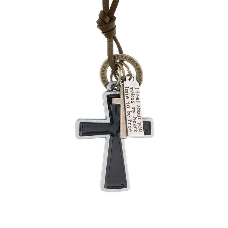 Vintage Casual Letter Cross Necklace 9274168475832