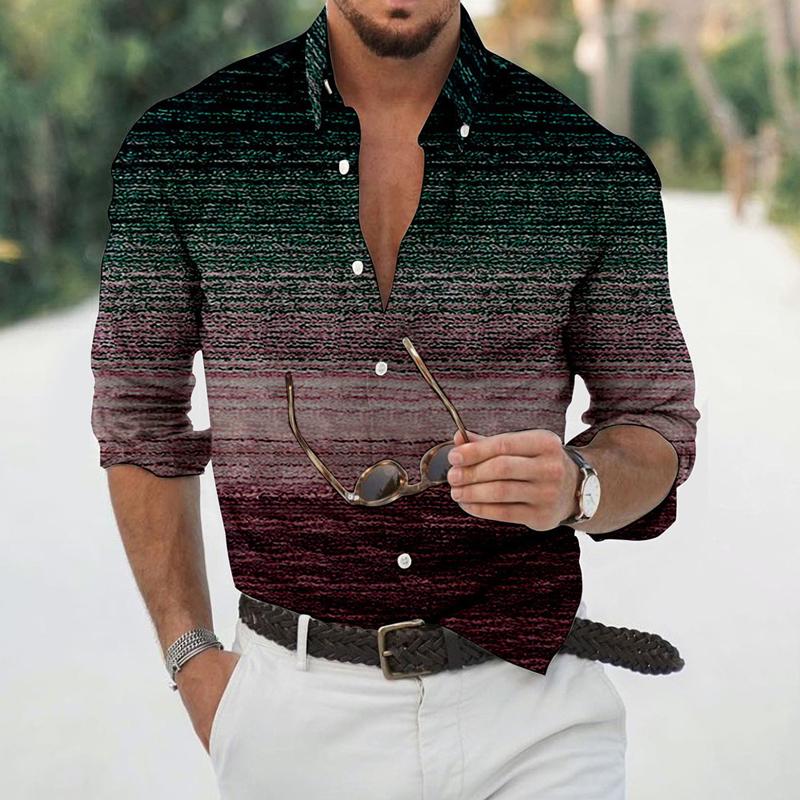 Men's Vintage Print Lapel Shirt 9261792133304