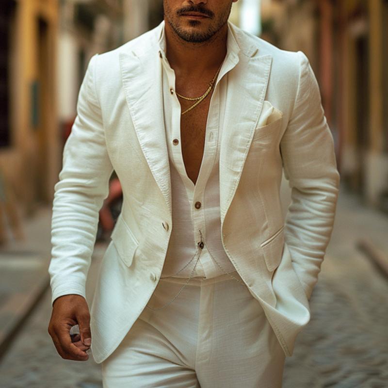 Men's Casual Cotton Solid Color Blazer 9877214265528