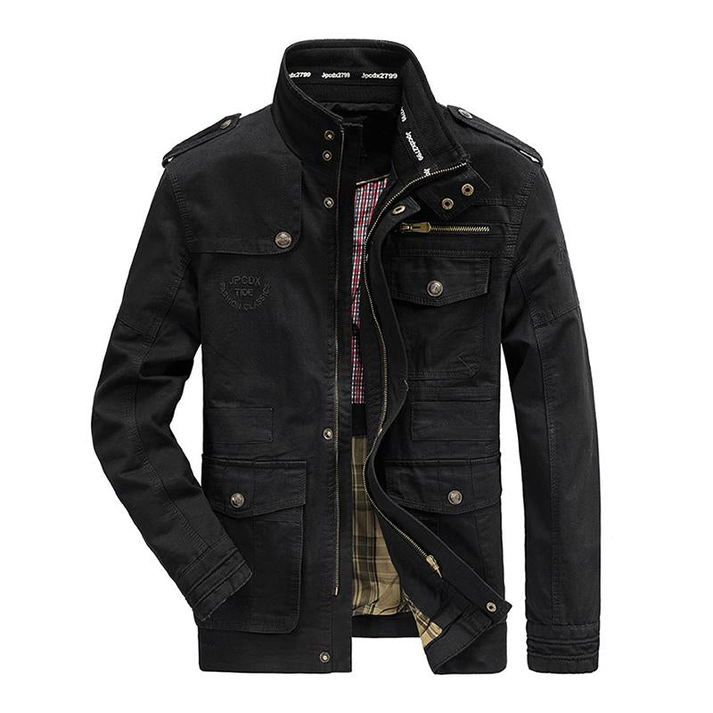 Men's Casual Cotton Stand Collar Zipper Multi-pocket Workwear Outdoor Jacket 9261082443960