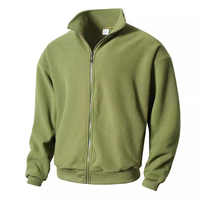 Men's Casual Solid Color Polar Fleece Stand Collar Jacket 9261093257400