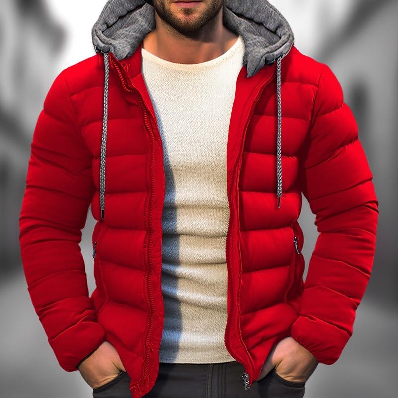 Men's Casual Hooded Long Sleeve Zipper Padded Jacket 9261082902712