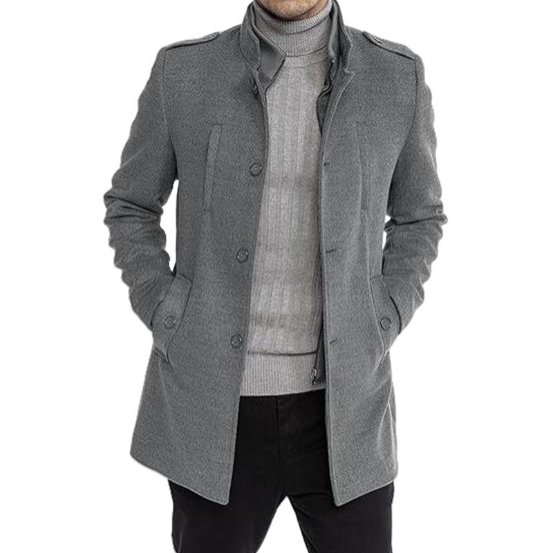 Men's Stand Collar Solid Color Zipper Jacket Fake Two-Piece Coat 9261104169144