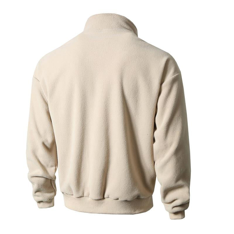 Men's Casual Solid Color Polar Fleece Stand Collar Jacket 9261093257400