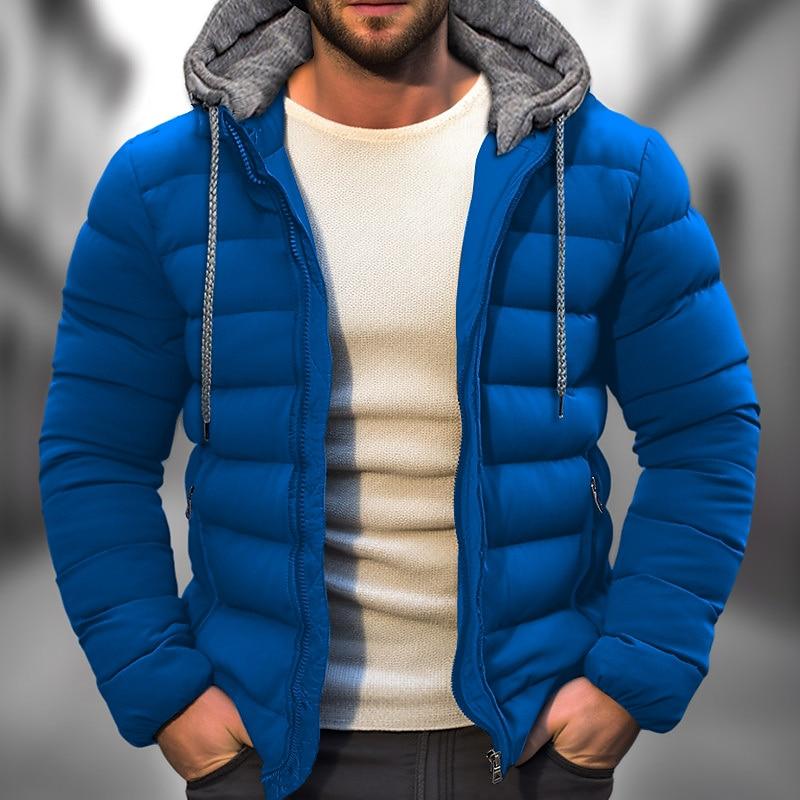 Men's Casual Hooded Long Sleeve Zipper Padded Jacket 9261082902712