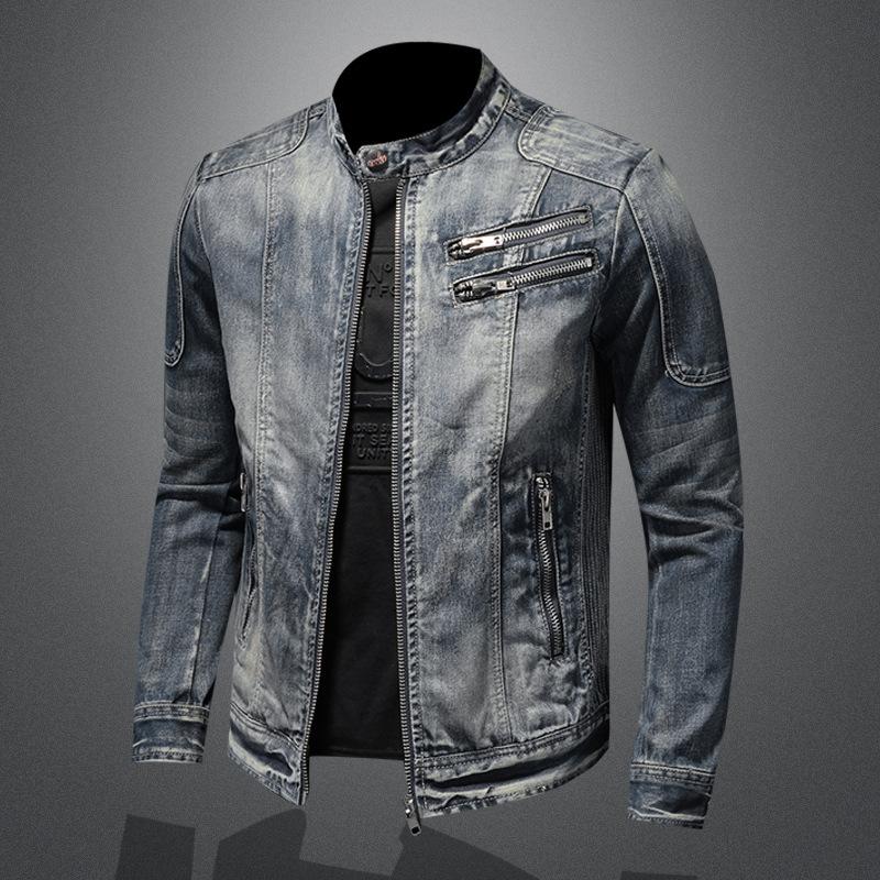 Men's Vintage Stand Collar Zipper Jacket Cycling Motorcycle Jacket 9261087195320