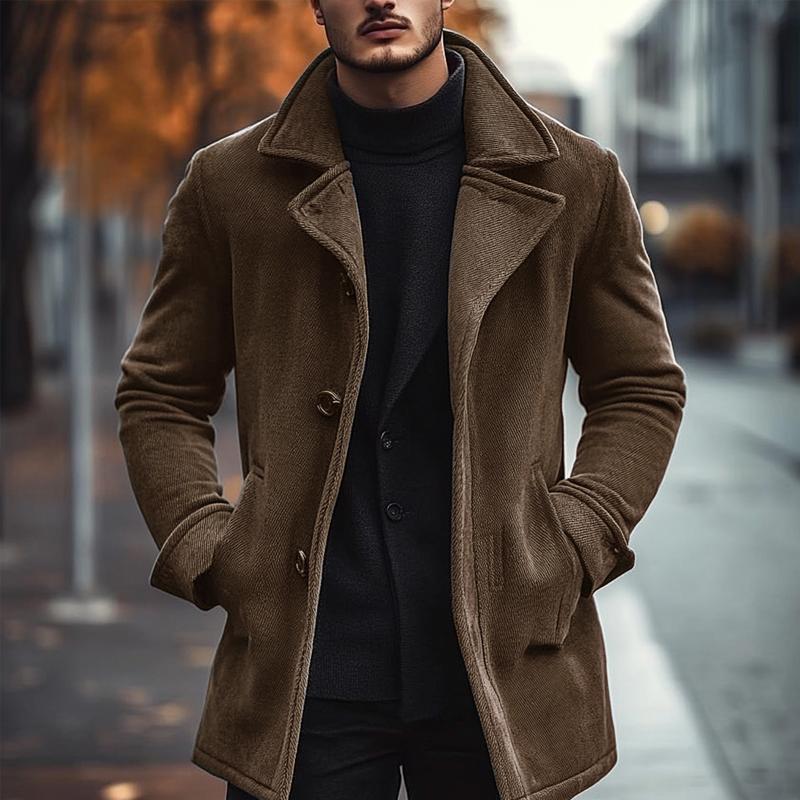 Men's Solid Canvas Lapel Coat 9274168017080