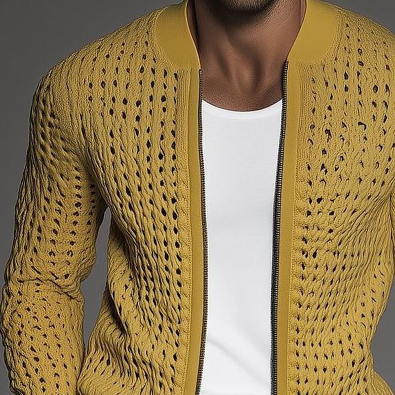 Men's Vintage Mesh Knit Cardigan 9879141515448