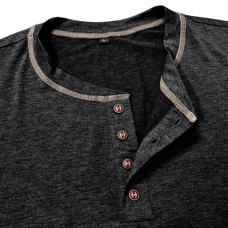 Men's Color Block Henley Neck Short Sleeve T-Shirt 9261132742840