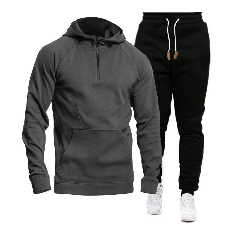 Men's Casual Sports Hooded Sweatshirt and Pants Set 9260834324664