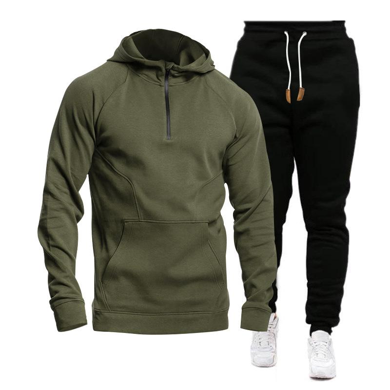 Men's Casual Sports Hooded Sweatshirt and Pants Set 9260834324664