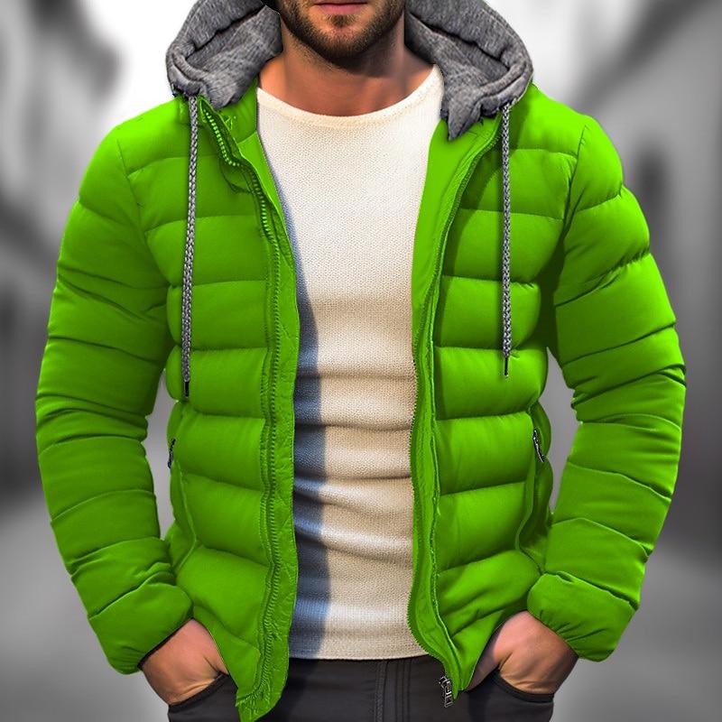 Men's Casual Hooded Long Sleeve Zipper Padded Jacket 9261082902712