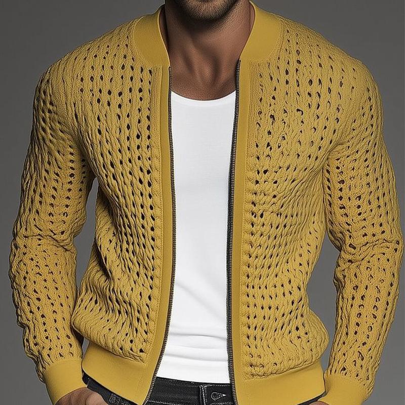 Men's Vintage Mesh Knit Cardigan 9879141515448