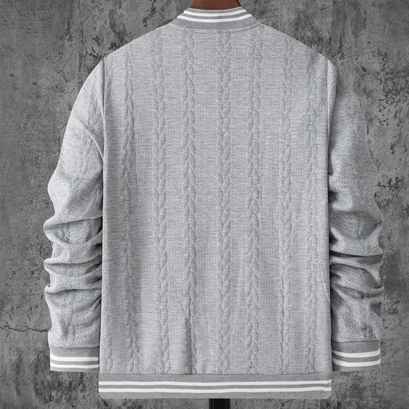 Men's Casual Stand Collar Jacquard Loose Single-breasted Baseball Jacket 9261087981752