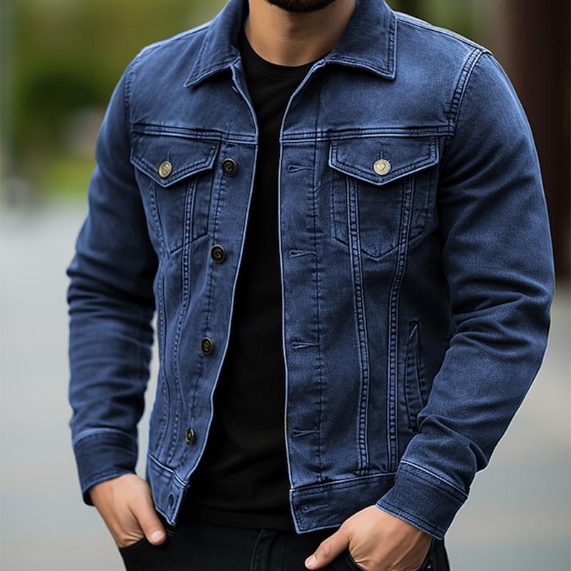 Men's Vintage Fit Lapel Single Breasted Denim Jacket 9261083689144