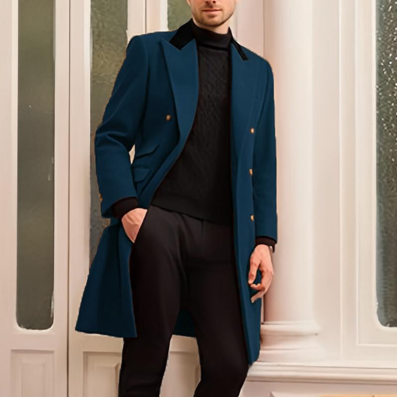 Men's Casual Colorblock Mid-length Coat 9261104562360