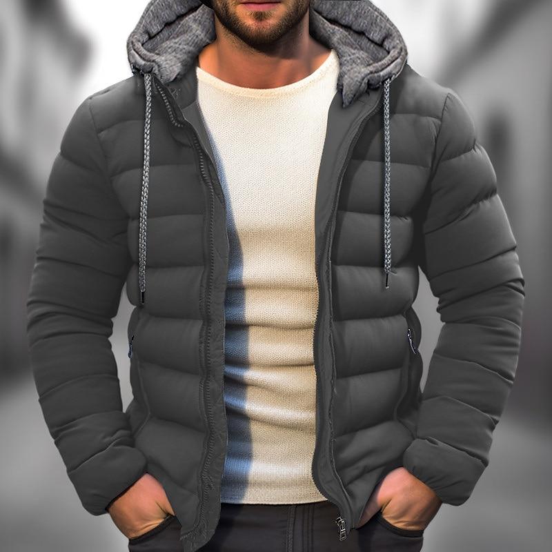 Men's Casual Hooded Long Sleeve Zipper Padded Jacket 9261082902712