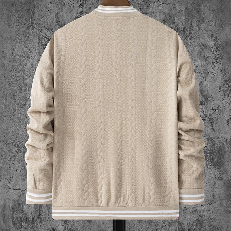 Men's Casual Stand Collar Jacquard Loose Single-breasted Baseball Jacket 9261087981752