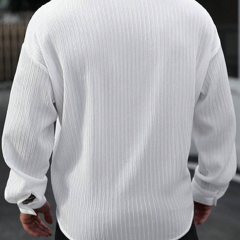 Men's Striped Textured Long Sleeve Shirt 9885321003192