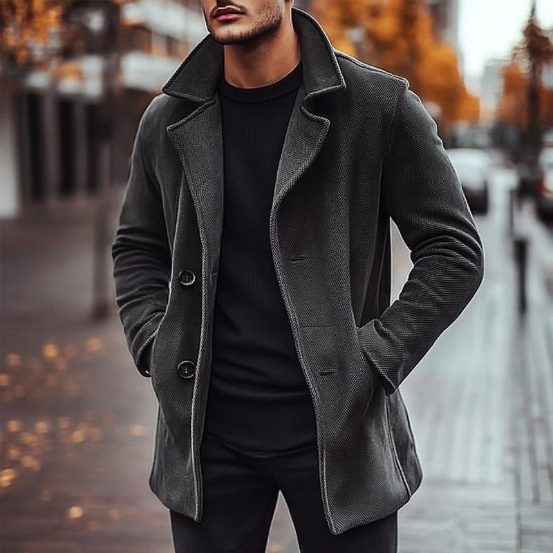 Men's Solid Color Lapel Loose Coat 9274167722168