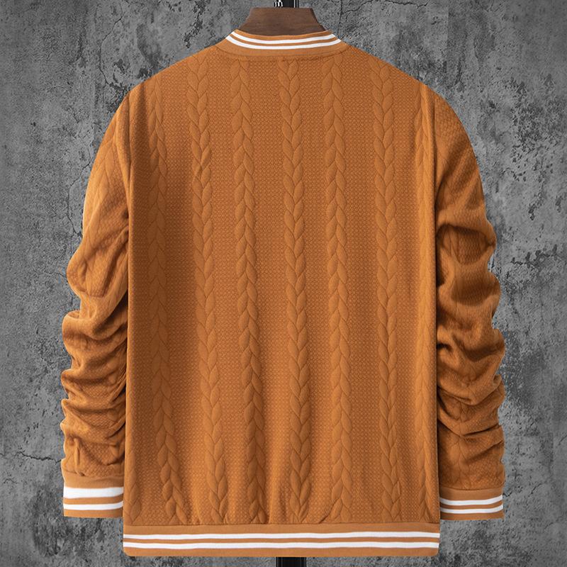 Men's Casual Stand Collar Jacquard Loose Single-breasted Baseball Jacket 9261087981752